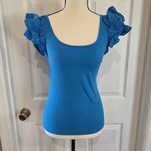 Sofia by Sofia Vergara Teal Ruffle Sleeve Blouse